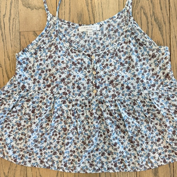 Final Touch Women’s Floral Print Babydoll Crop Spaghetti Strap Top Size Small - Picture 7 of 14